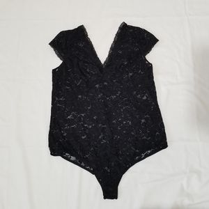 Torrid Sheer V-Neck Lace Black Bodysuit Size 3